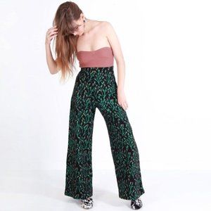 Thief & Bandit Wide Leg Pants - Emerald Berry Print Sz. Sm